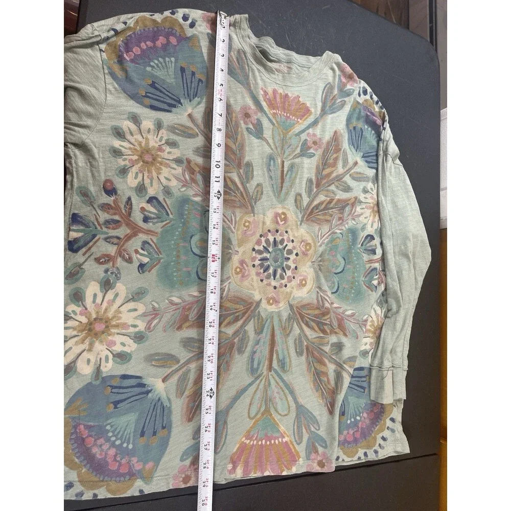 Natural Life Sage Green Long Sleeve Floral Graphic Print T-shirt O/S FLAW